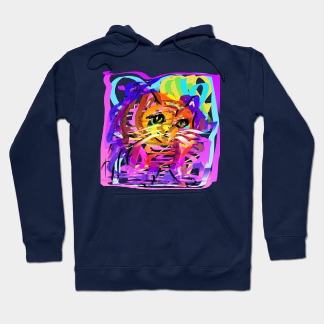 Purple Pink  Cat Hoodie by tanyazevallos